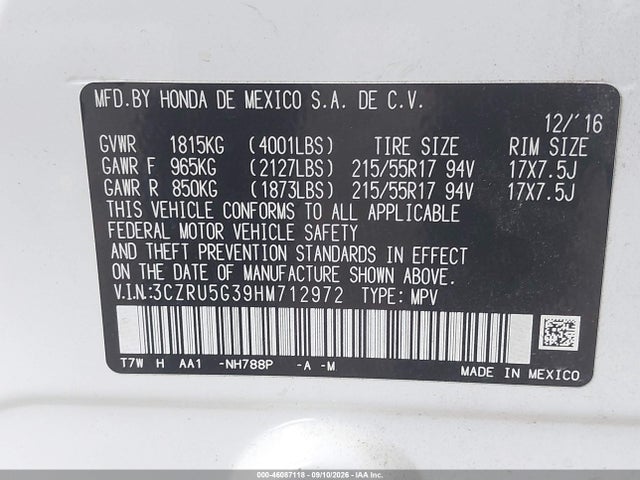 2017 HONDA HR-V LX 9
