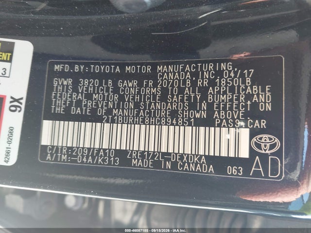 2017 TOYOTA COROLLA L 9