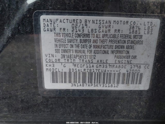 2019 NISSAN SENTRA SR 9