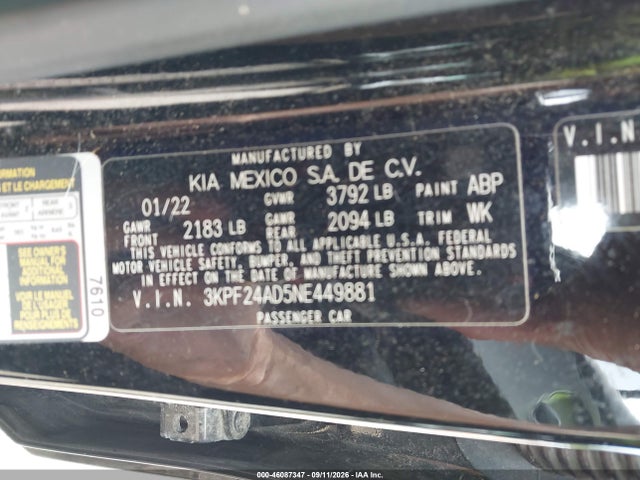2022 KIA FORTE LXS 9