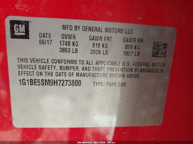 2017 CHEVROLET CRUZE LT AUTO 9