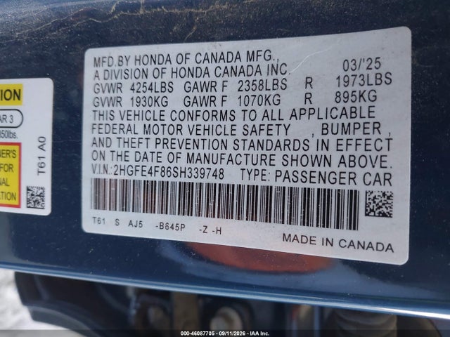 2025 HONDA CIVIC HYBRID SPORT/SPORT TOURING 9