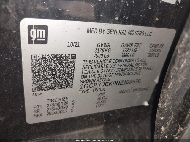 2022 CHEVROLET SILVERADO 1500 LTD 4WD SHORT BED LT WITH 2FL 9