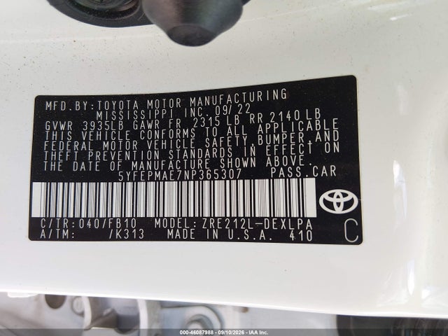 2022 TOYOTA COROLLA LE 9