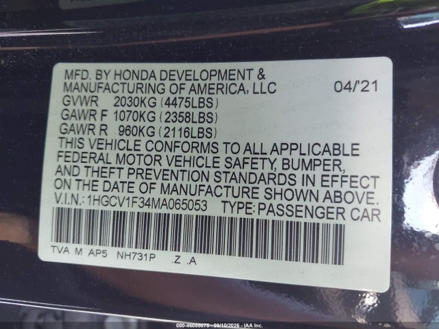 2021 HONDA ACCORD SPORT 9