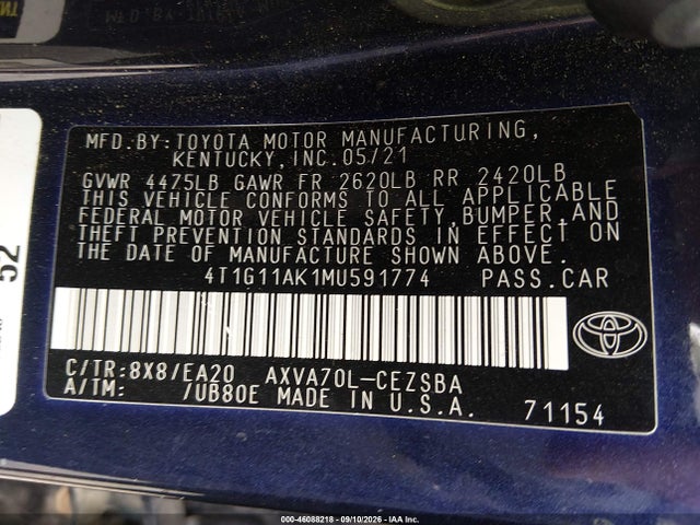 2021 TOYOTA CAMRY SE 9