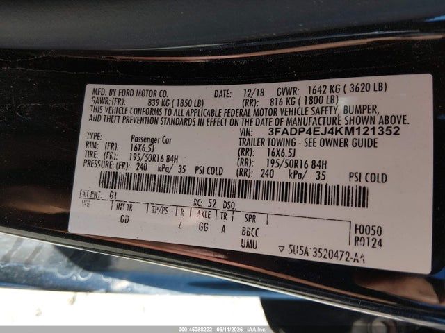 2019 FORD FIESTA SE 9