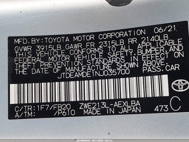 2022 TOYOTA COROLLA HYBRID LE 9