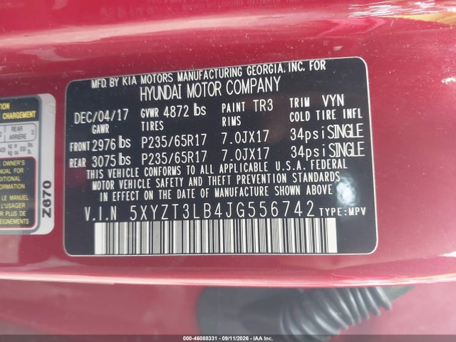2018 HYUNDAI SANTA FE SPORT 2.4L 9