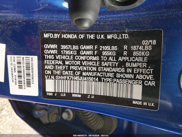 2018 HONDA CIVIC SPORT 9
