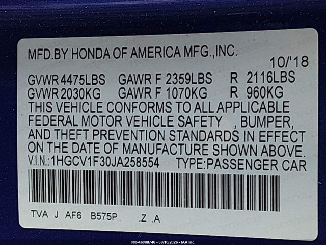 2018 HONDA ACCORD SPORT 9