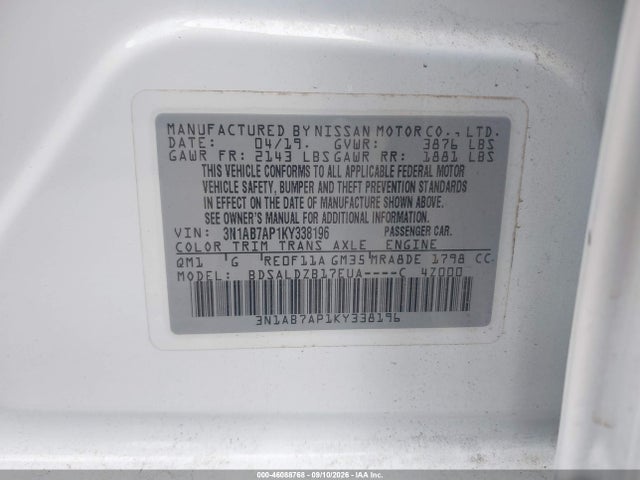 2019 NISSAN SENTRA SV 9