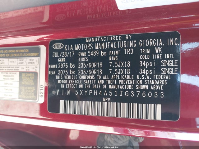 2018 KIA SORENTO 3.3L EX 9