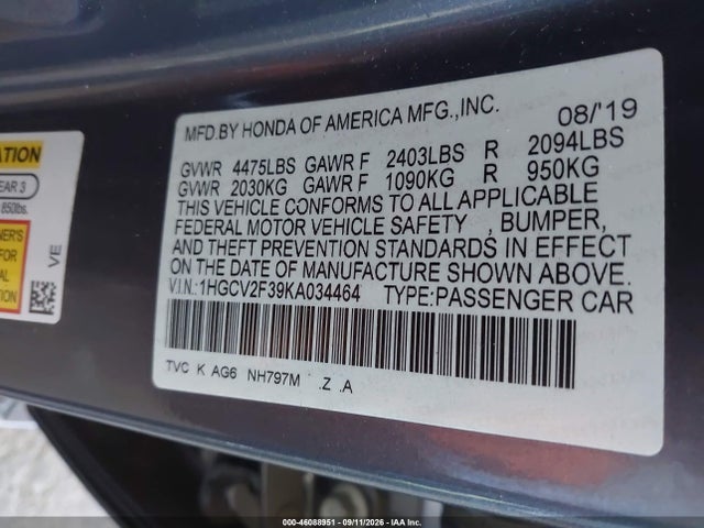 2019 HONDA ACCORD SPORT 2.0T 9