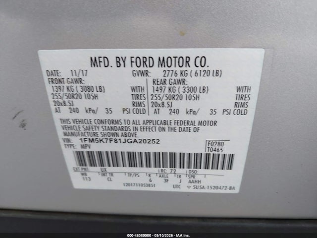 2018 FORD EXPLORER LIMITED 9