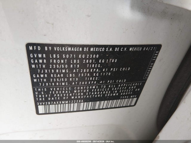 2021 VOLKSWAGEN TIGUAN 2.0T SE/2.0T SE R-LINE BLACK/2.0T SEL 9
