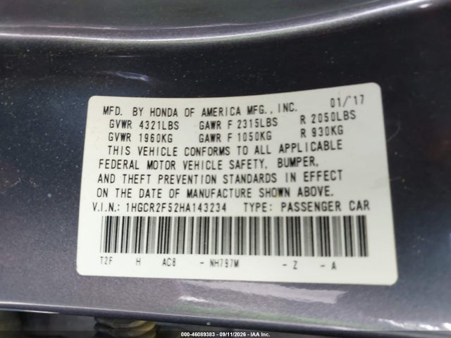 2017 HONDA ACCORD SPORT 9