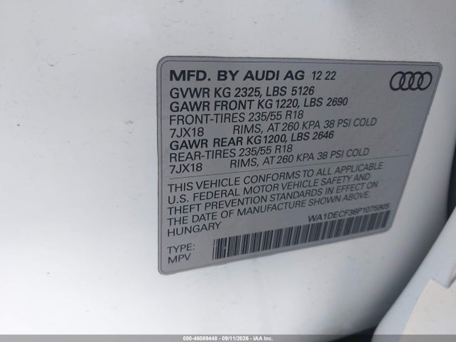 2023 AUDI Q3 PREMIUM 45 TFSI S LINE QUATTRO TIPTRONIC 9