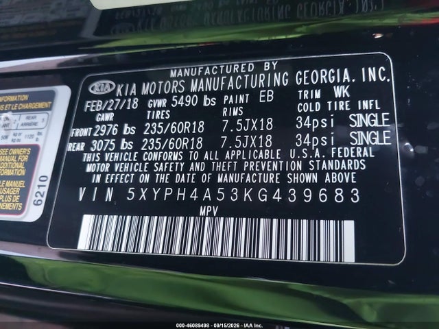 2019 KIA SORENTO 3.3L EX 9