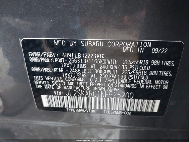 2022 SUBARU FORESTER TOURING 9