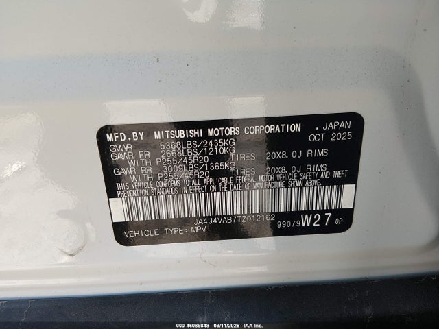 2026 MITSUBISHI OUTLANDER LE 2.5 S-AWC/RALLIART 2.5 S-AWC/SE 2.5 S-AWC/TRAIL EDITION 2.5 S-AWC 9