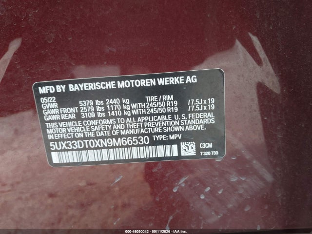 2022 BMW X4 XDRIVE30I 9