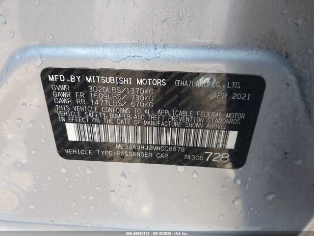 2021 MITSUBISHI MIRAGE CARBONITE EDITION/ES/LE 5