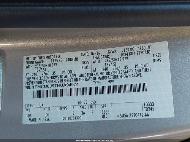 2017 FORD ESCAPE TITANIUM 9