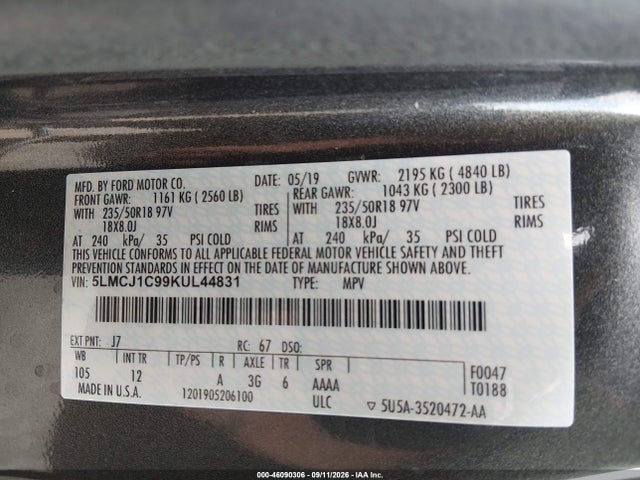 2019 LINCOLN MKC STANDARD 9