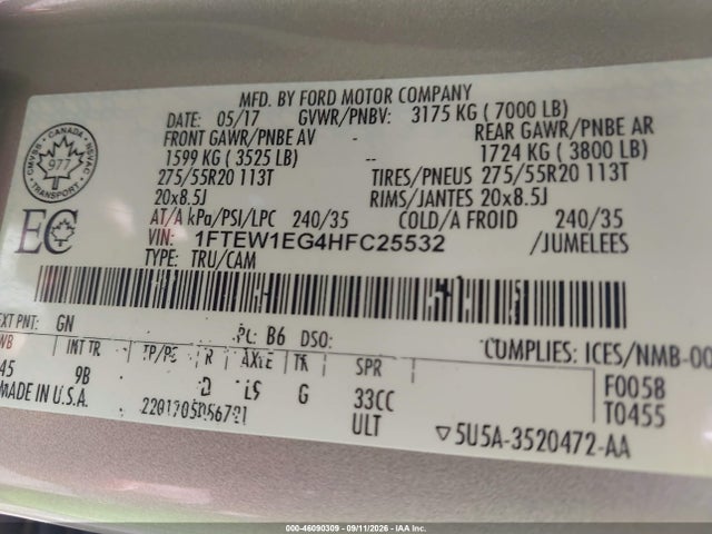 2017 FORD F-150 PLATINUM 9