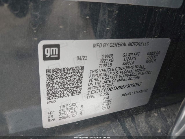 2021 CHEVROLET SILVERADO 1500 4WD STANDARD BED LT 9