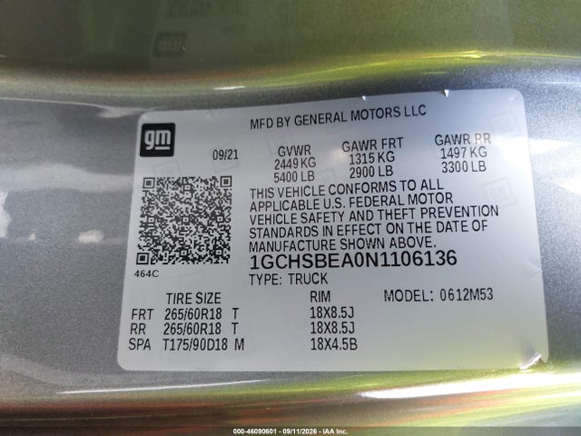 2022 CHEVROLET COLORADO 2WD LONG BOX WT 9