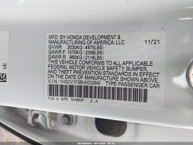 2022 HONDA ACCORD SPORT 9