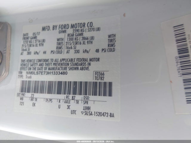 2017 FORD TRANSIT CONNECT XL 9