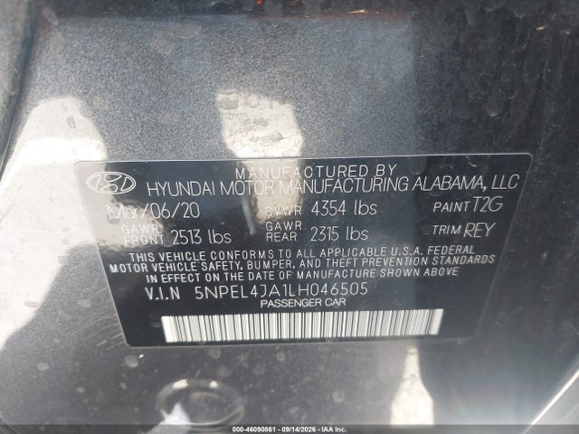2020 HYUNDAI SONATA SEL 9