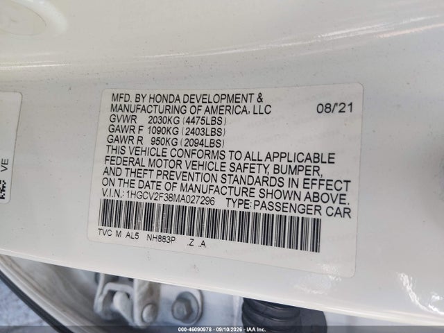 2021 HONDA ACCORD SPORT 2.0T 9