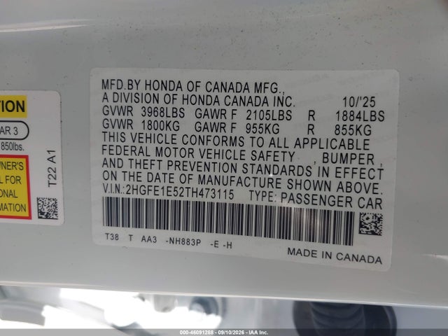 2026 HONDA CIVIC SI SEDAN 9