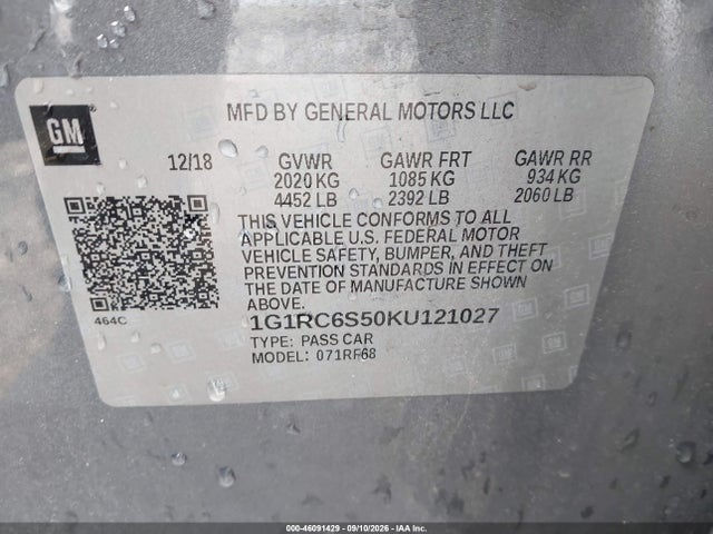 2019 CHEVROLET VOLT LT 9