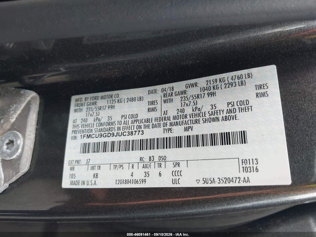 2018 FORD ESCAPE SE 9