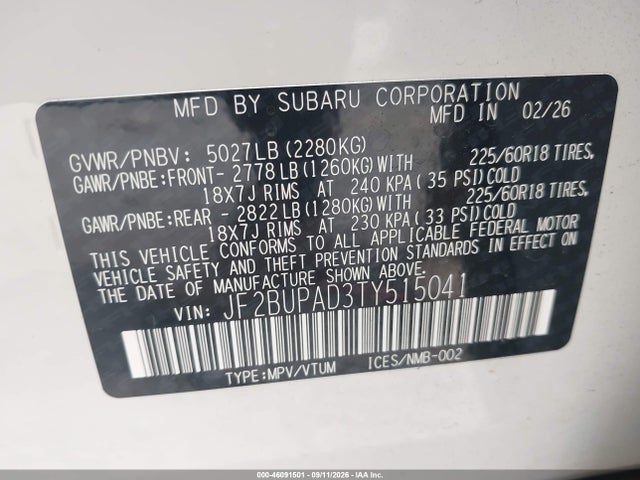 2026 SUBARU OUTBACK PREMIUM 9
