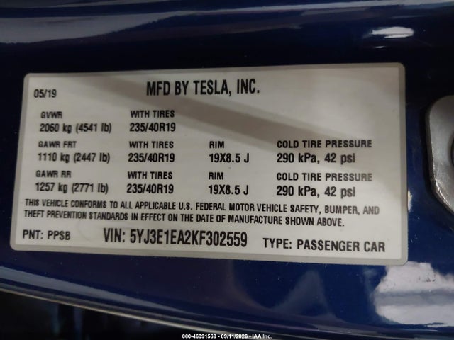 2019 TESLA MODEL 3 9