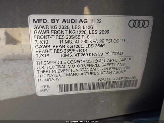 2023 AUDI Q3 PREMIUM PLUS 45 TFSI S LINE QUATTRO TIPTRONIC 9