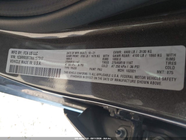 2022 RAM 1500 LONE STAR 4X2 6'4 BOX 9