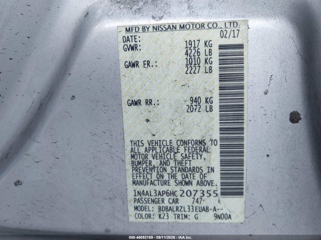 2017 NISSAN ALTIMA 2.5 SL 9