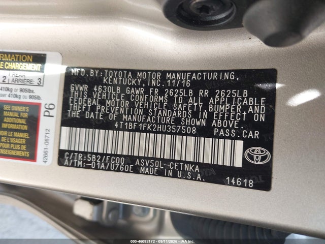 2017 TOYOTA CAMRY LE 9