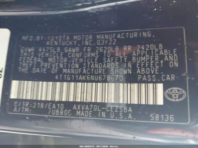 2022 TOYOTA CAMRY SE 9