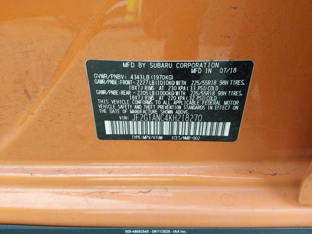 2019 SUBARU CROSSTREK 2.0I LIMITED 9