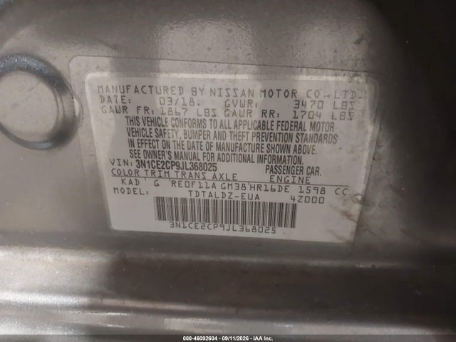 2018 NISSAN VERSA NOTE SV 9