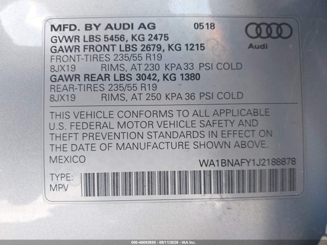 2018 AUDI Q5 2.0T PREMIUM/2.0T TECH PREMIUM 9