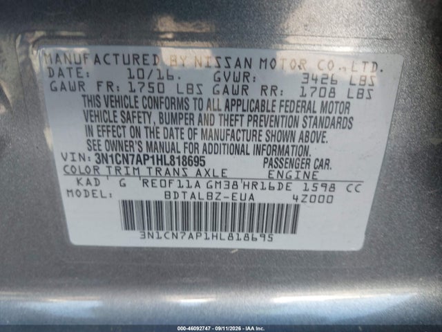 2017 NISSAN VERSA 1.6 SV 9